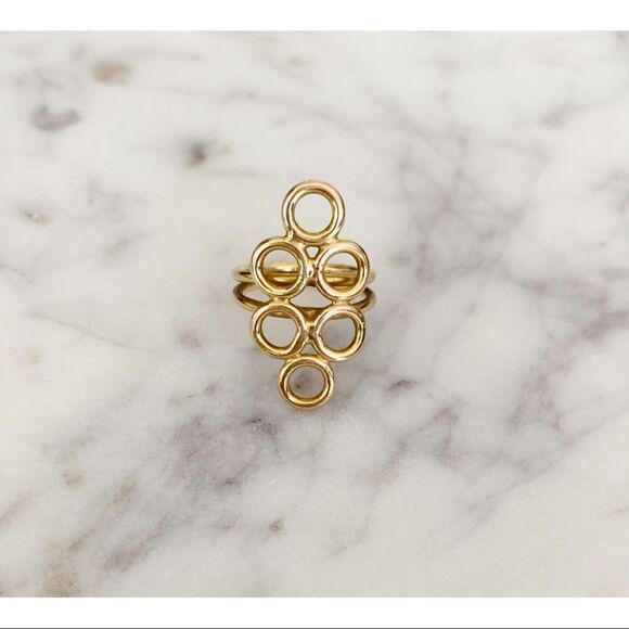 Gold Medallion Statement Pinky Ring - Picture 1 of 2